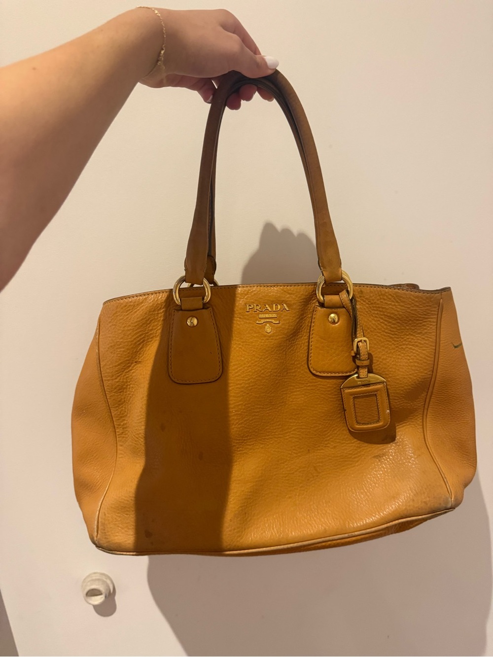 Prada Brown Vitello Daino Leather Open Tote